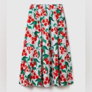 United Colors of Benetton Cherry Print Set – Crop Top & Midi Skirt – Size S